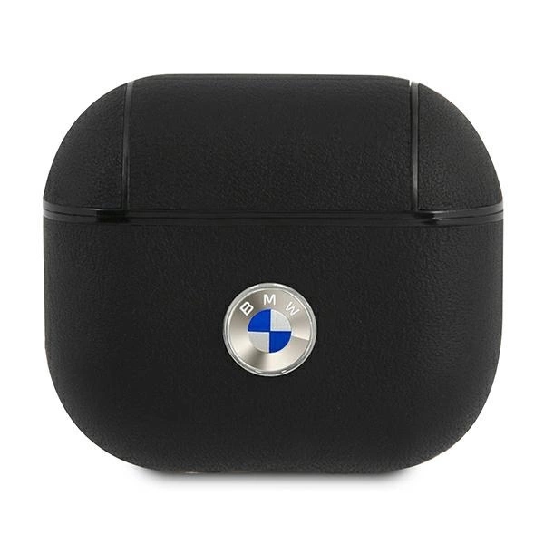 Pouzdro Bmw Genuine Leather Silver Logo pro AirPods 3 černé