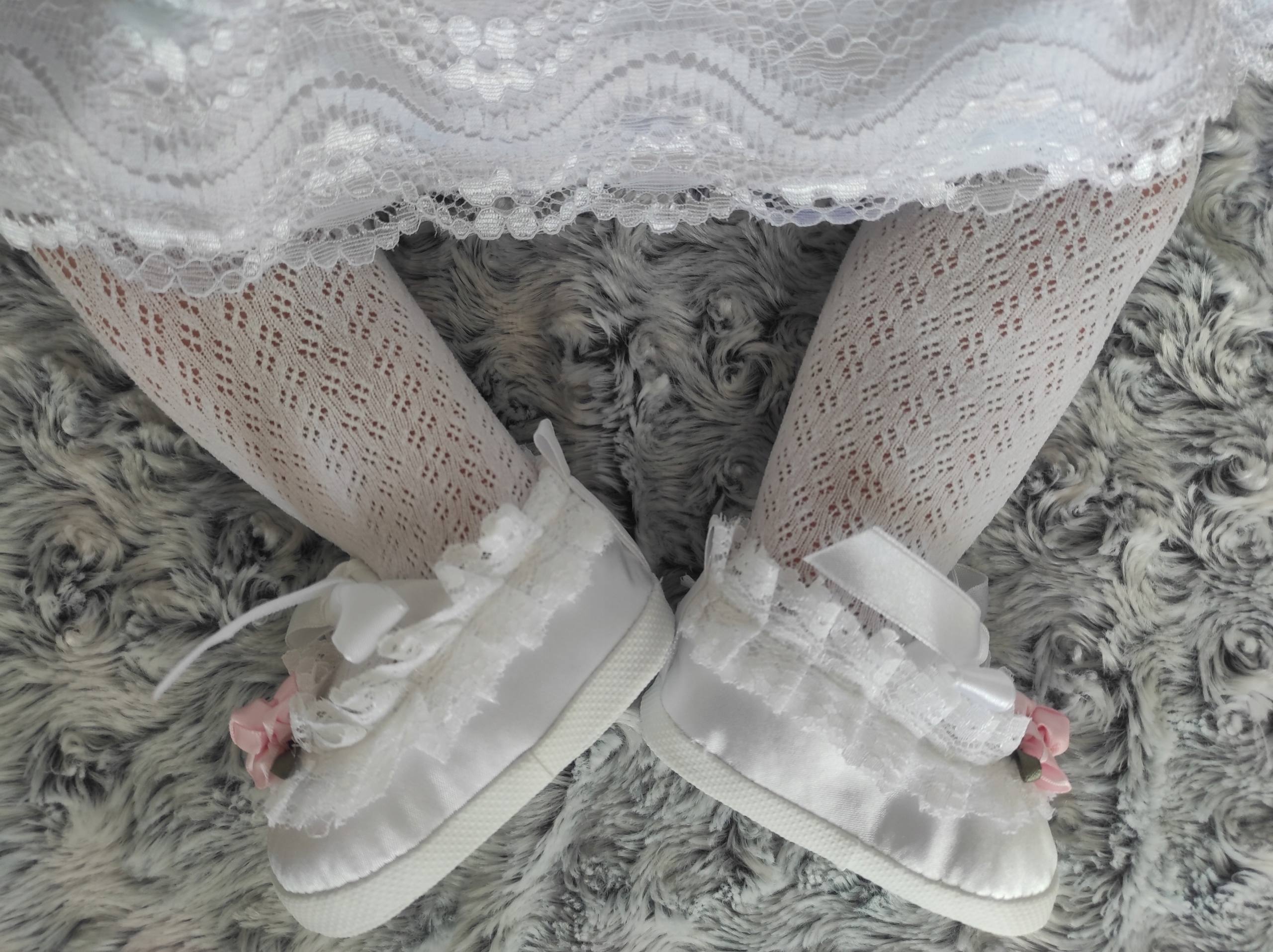 KELLO- Rajstopki rajstopy ażurowe 68/74 na chrzest Kolor biały