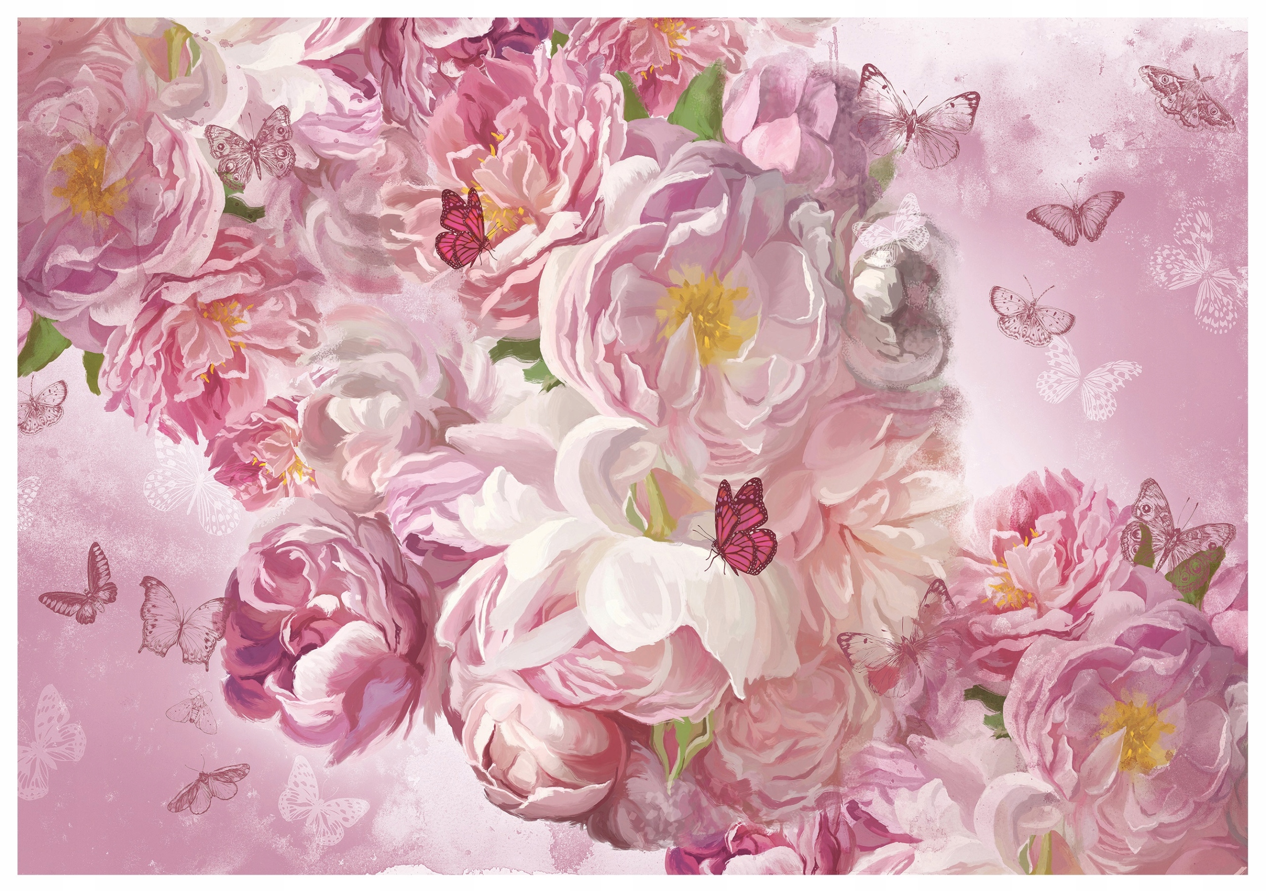 Fototapeta Pro Dívky Květiny Motýli Růží Tapeta Pro Dívky 416x254