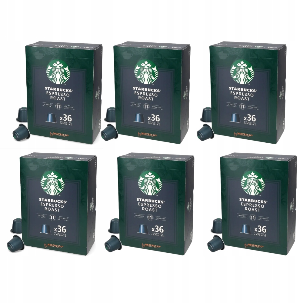 Levně Kapsle Starbucks Espresso by Nespresso Sada 6 х 36 ks hliníkové