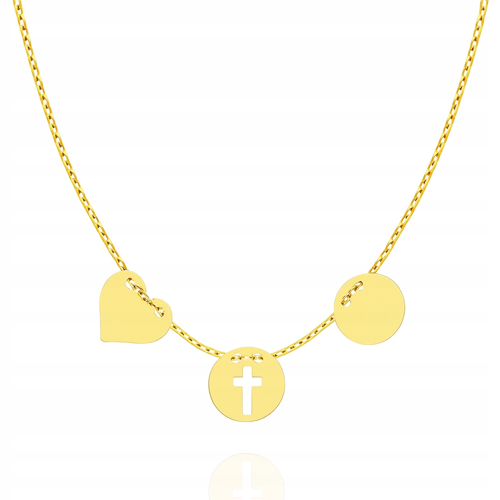 Zlatý náhrdelník srdce kříž kruh 585