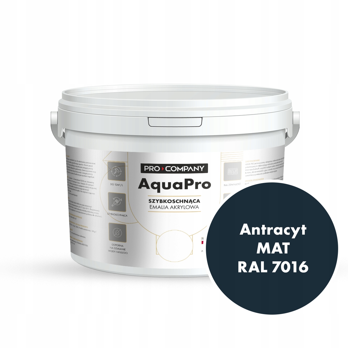 Aqua Pro Emalia Akrylowa Szybkoschnąca 2,7L Antracyt Mat Ral 7016