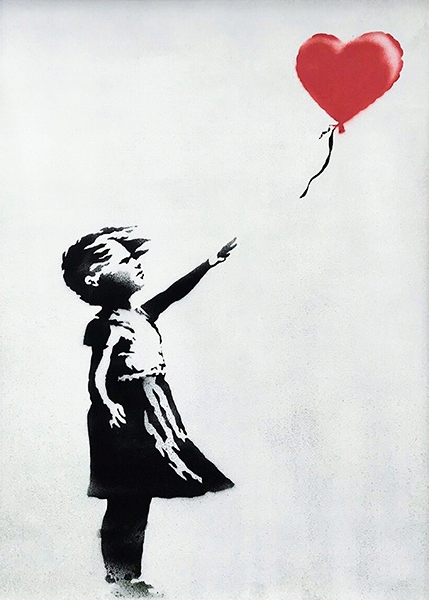 Banksy - Girl with Balloon, Dziewczynka z balonem • Cena, Opinie
