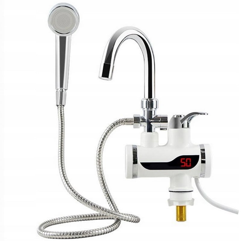 Przepływowy elektryczny podgrzewacz wody dom działka z prysznicem 3000W Marka Omna