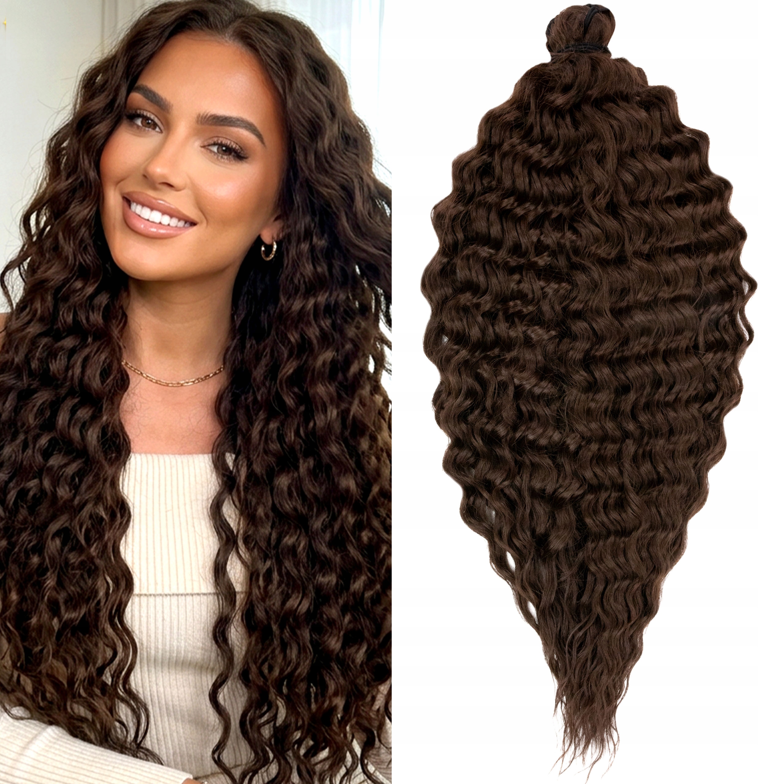 Włosy syntetyczne sztuczne fale Afroloki Ariel Pro 55cm 300g ciemny brąz