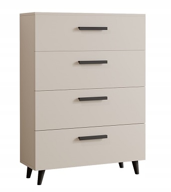 Komoda 80 s zásuvkami Fiord ve stylu skandinávského kašmíru, černá na nožičkách