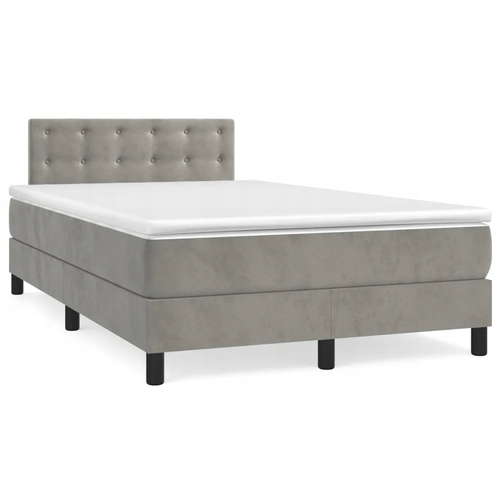 vidaXL Box spring postel s matrací světle šedá 120x190 cm samet
