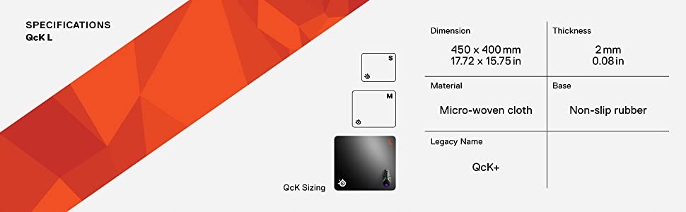 STEELSERIES QCK+ Podkładka Gamingowa Antypoślizgowa Duża Czarna 450x400x2mm — miniatura 16