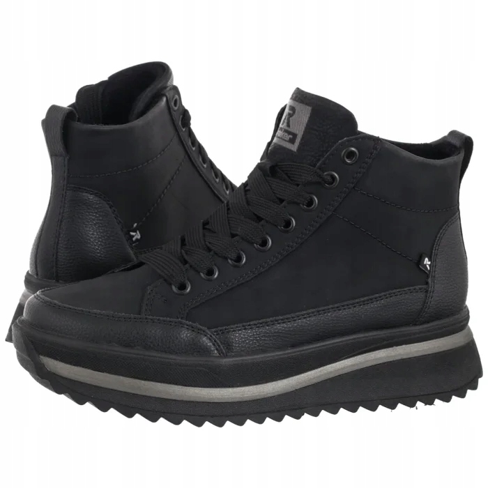 Dámské Kožené Boty Kotníkové Boty Rieker Černé W3871-00 Black