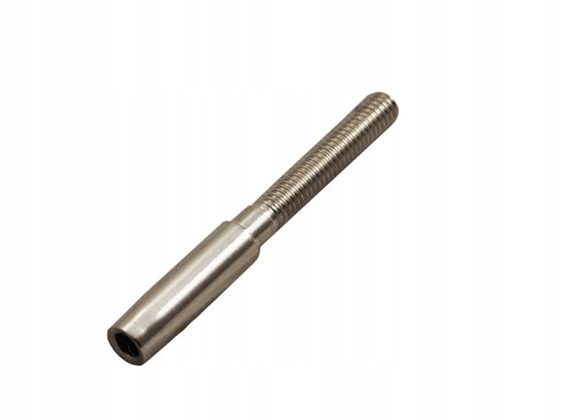 KOŃCÓWKA DO ZAWALCOWANIA LINY 4 MM GWINT PRAWY M6 STAL NIERDZEWNA