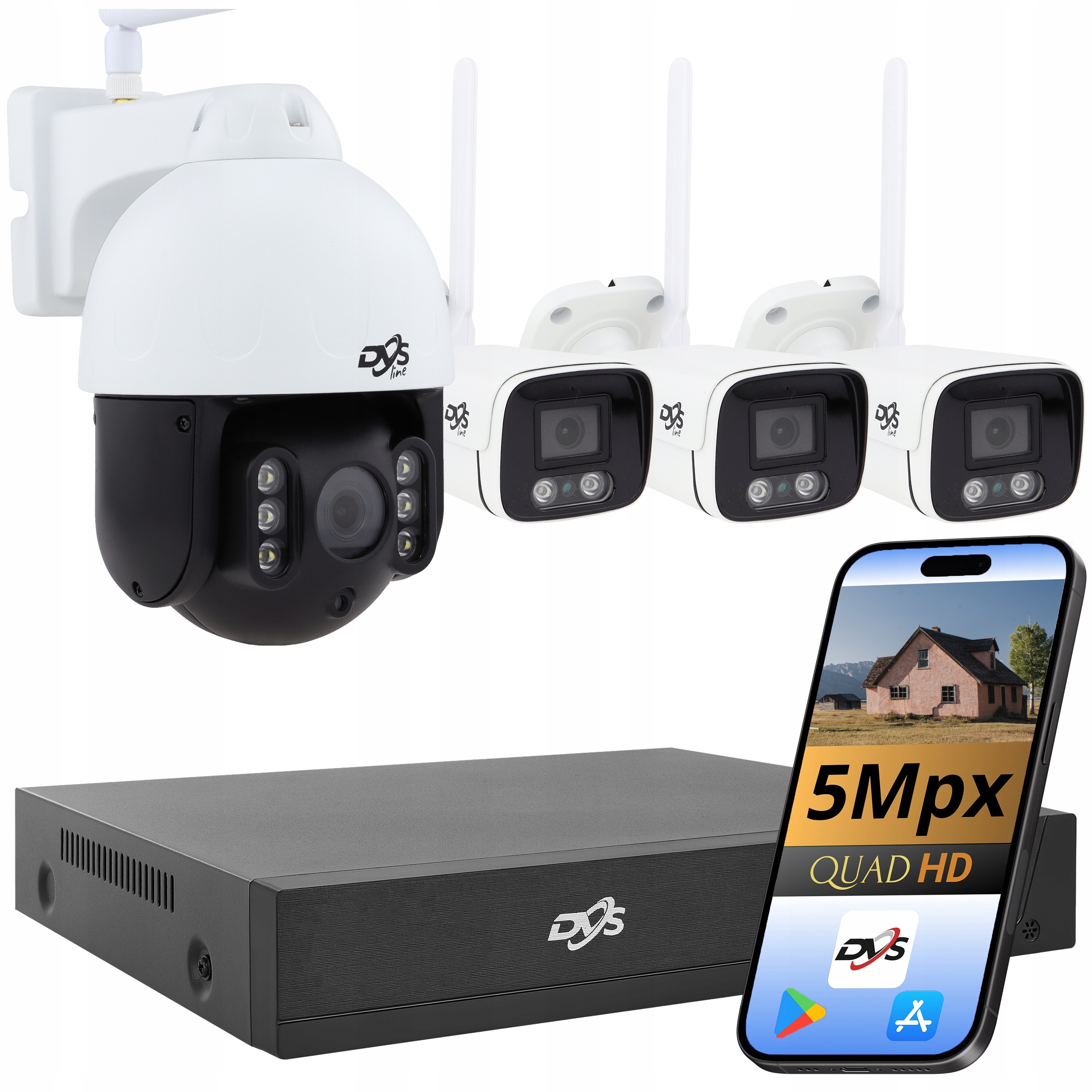 Sada Wifi Kamer 3 Kamery +1 Otočná Venkovní Monitorovací Kamera Do Domu