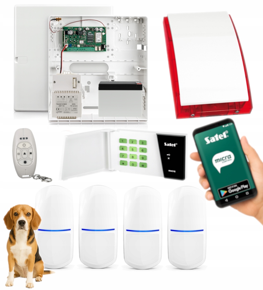 Bezprzewodowy System Alarmowy Satel Micra 4 Czujki Pet Gsm Panel Aplikacja