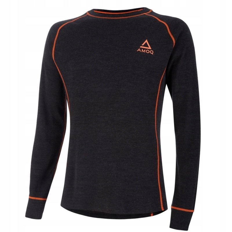 Mikina Amoq 100% Merino Šedá Oranžová Merino Vlna L