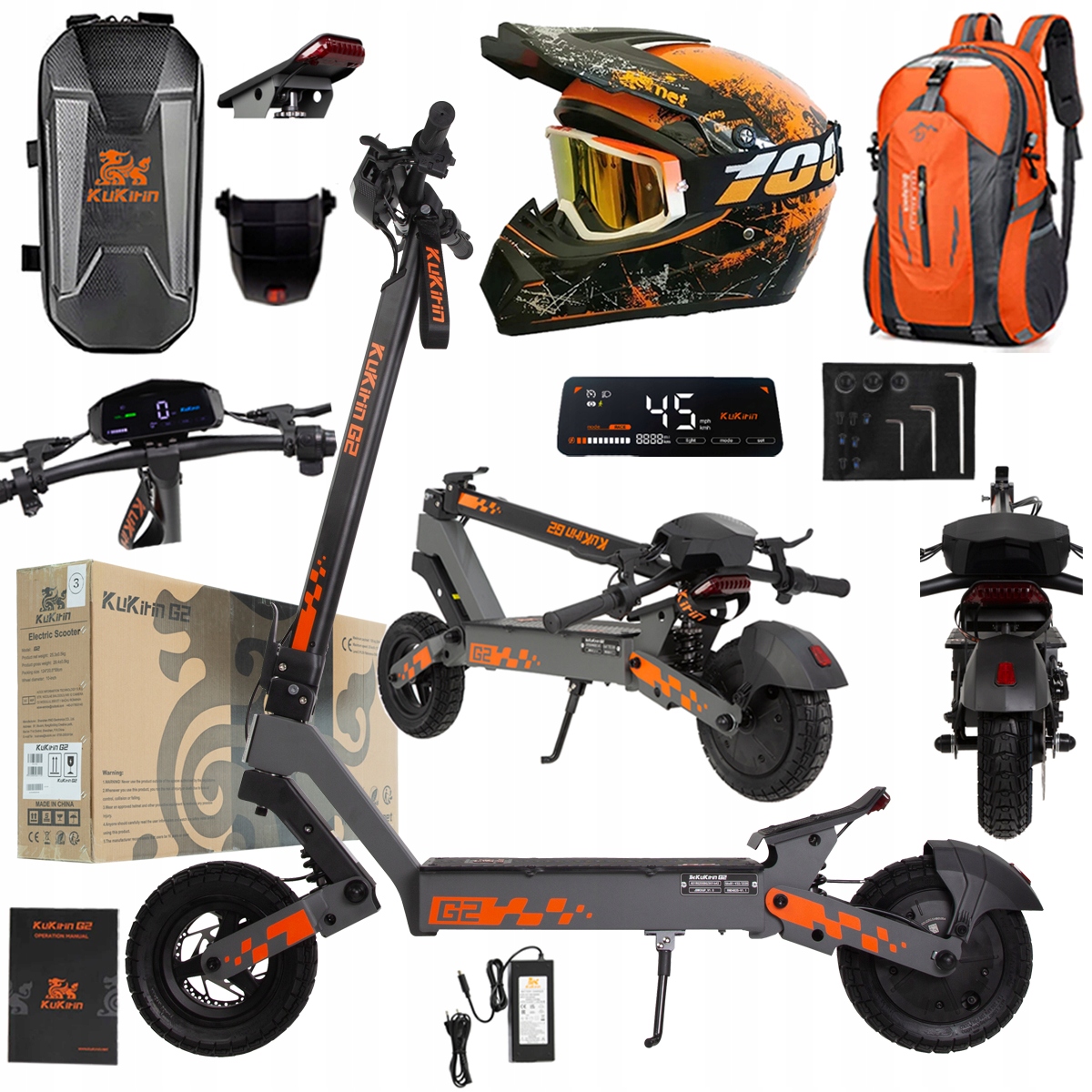 Kukirin G2 2026 Nové skládací elektrické vozidlo 1200W 45KM/H 15Ah 48V 10"