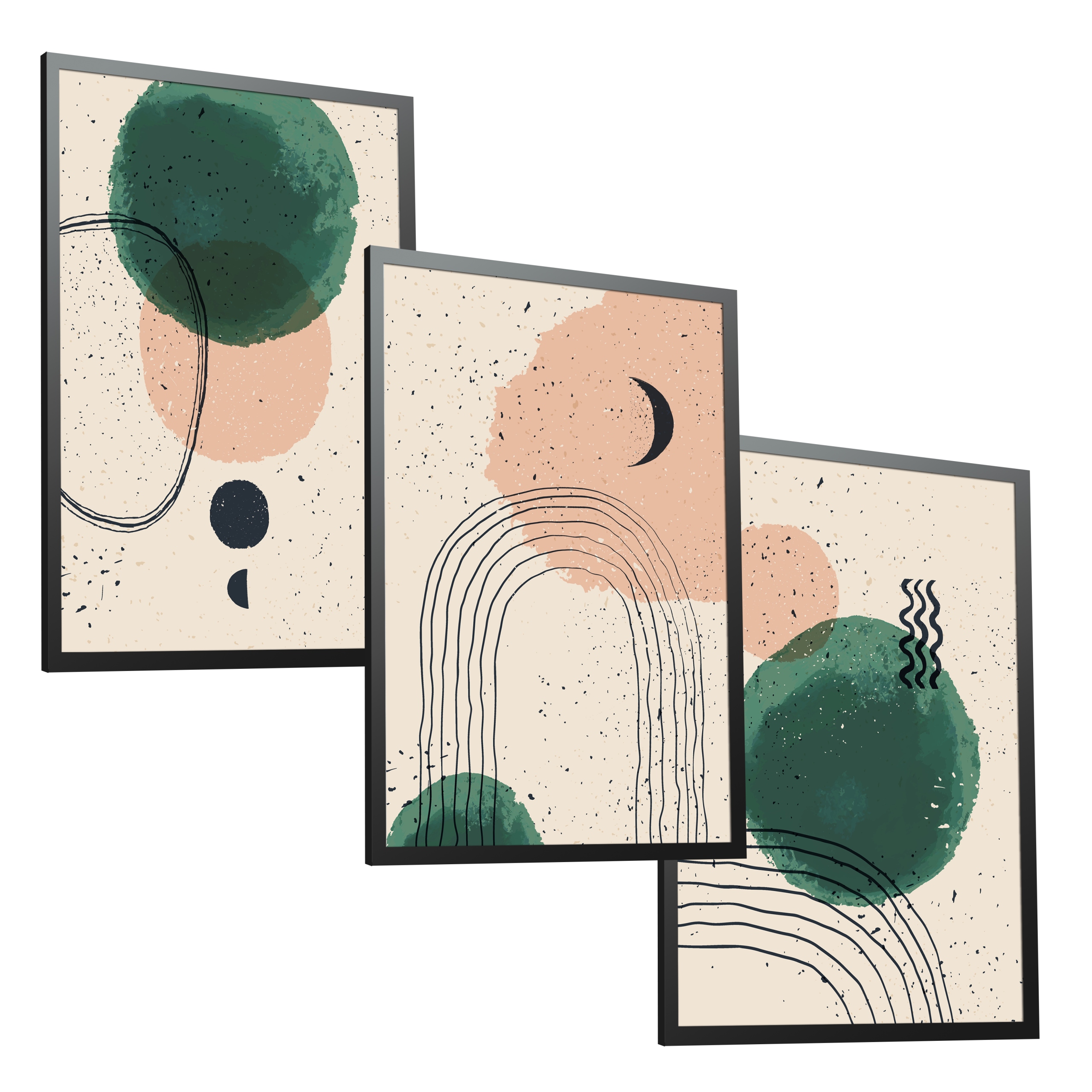 

Zestaw Plakaty w ramie 43x103 Abstrakcja Beż Salon