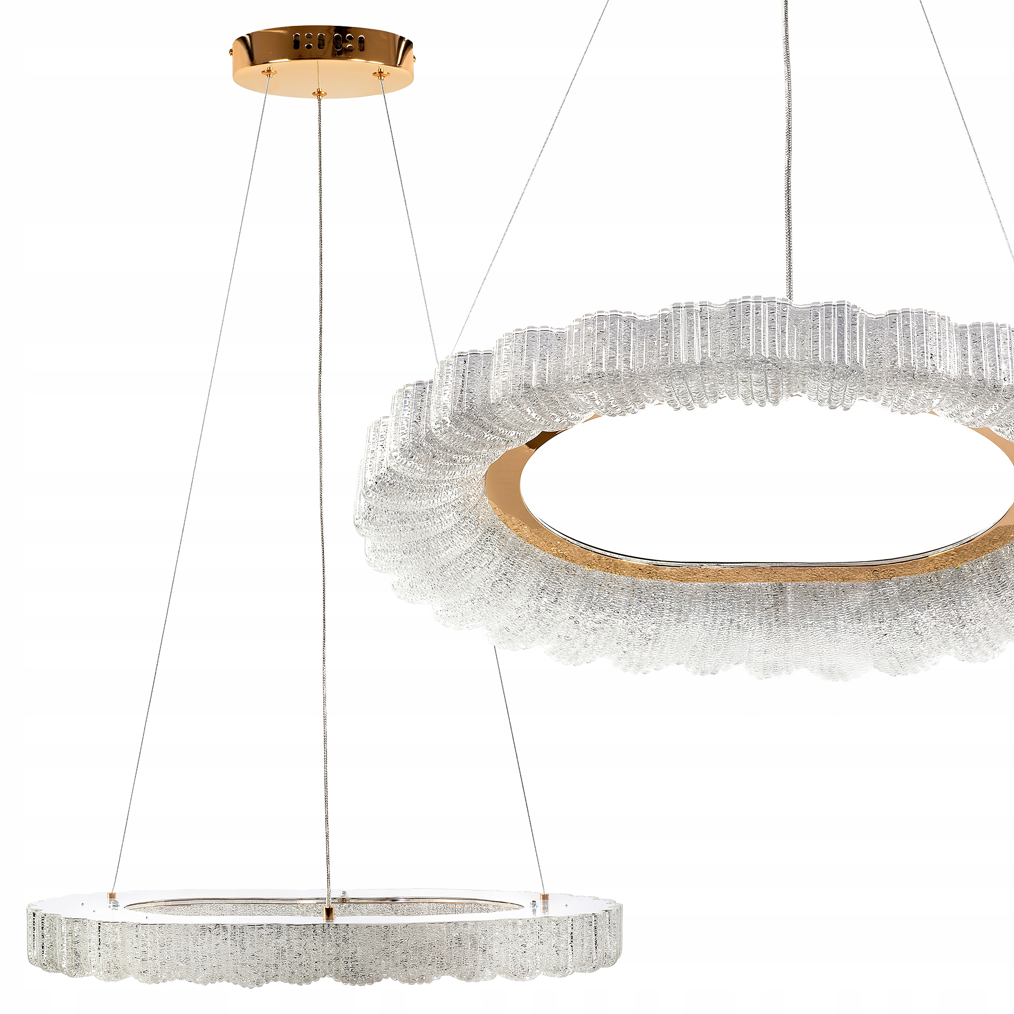 Závesná Led Stropná Lampa Glamour Rozeta Ring Ružové Zlato 60CM Toolight