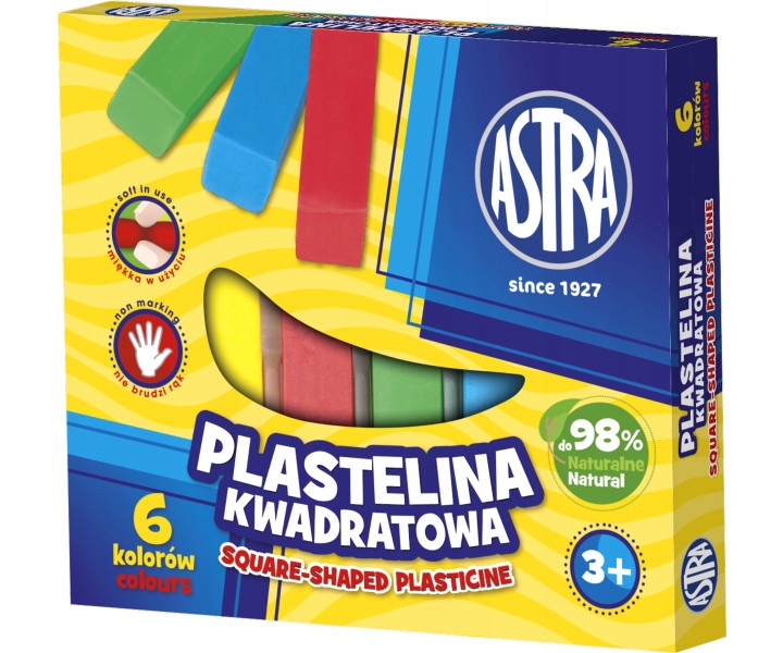 ASTRA PLASTELINA KWADRATOWA SZKOLNA 6 KOLORÓW