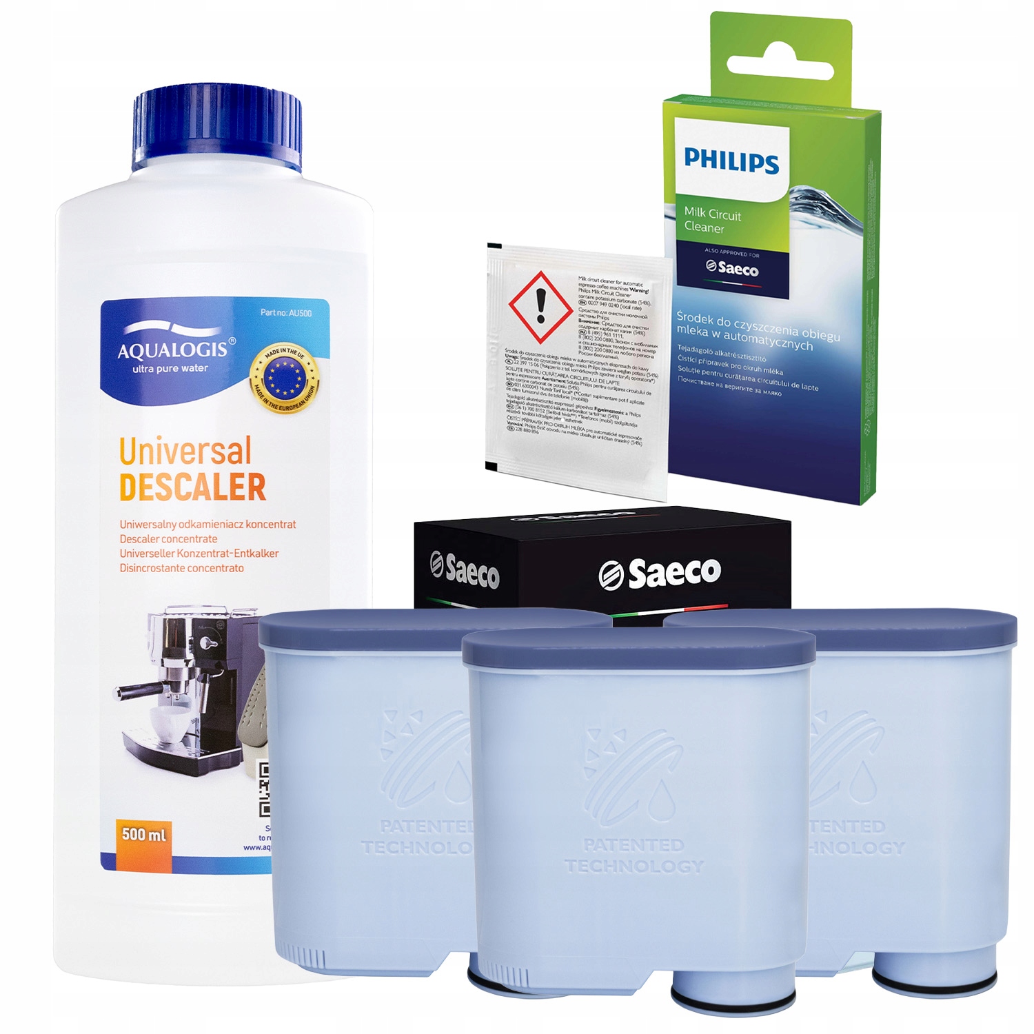 3x Filtr do kávovaru Saeco Aquaclean CA6903 Odvápňovač 500 ml prášek