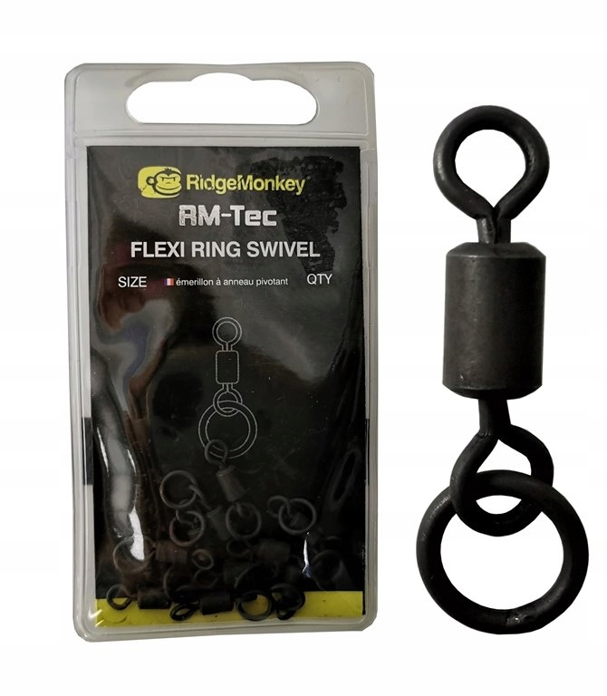 RidgeMonkey Krętliki r. 8 Flexi Ring Swivel 10szt.