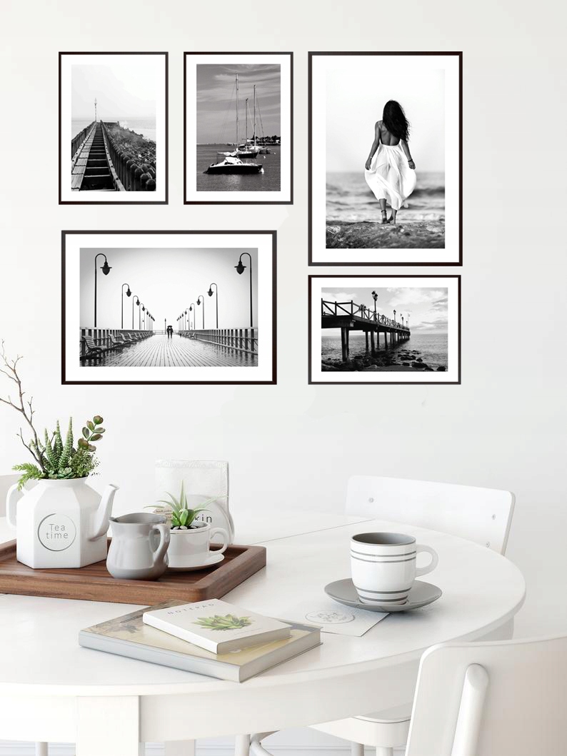 ZESTAW 5 PLAKAT OBRAZ NOWOCZESNY MORZE MOLO KOBIET Szerokość produktu 100 cm