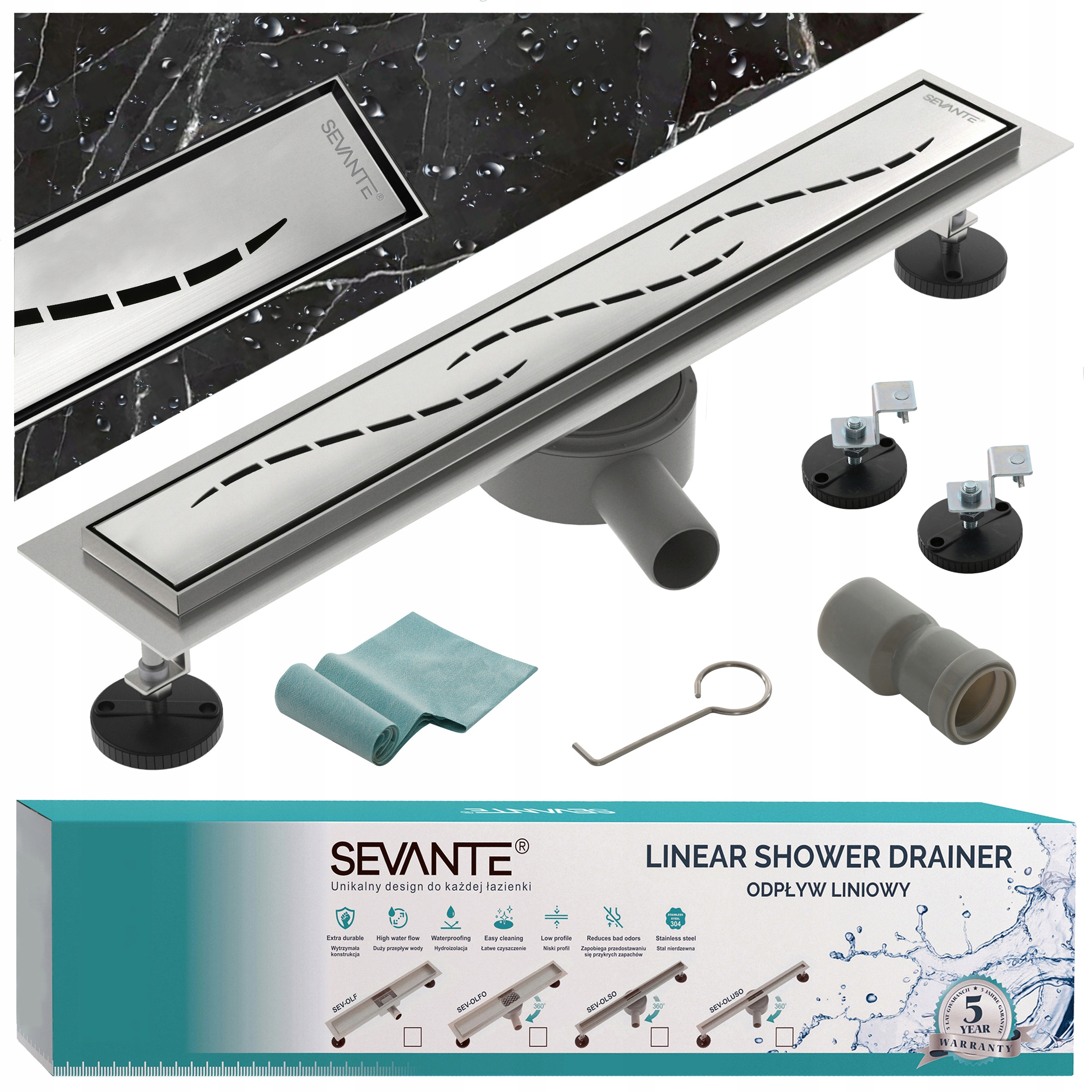 Odtokový systém s maskovačom 70 cm Flat inox nerezová oceľ, otočný sifón