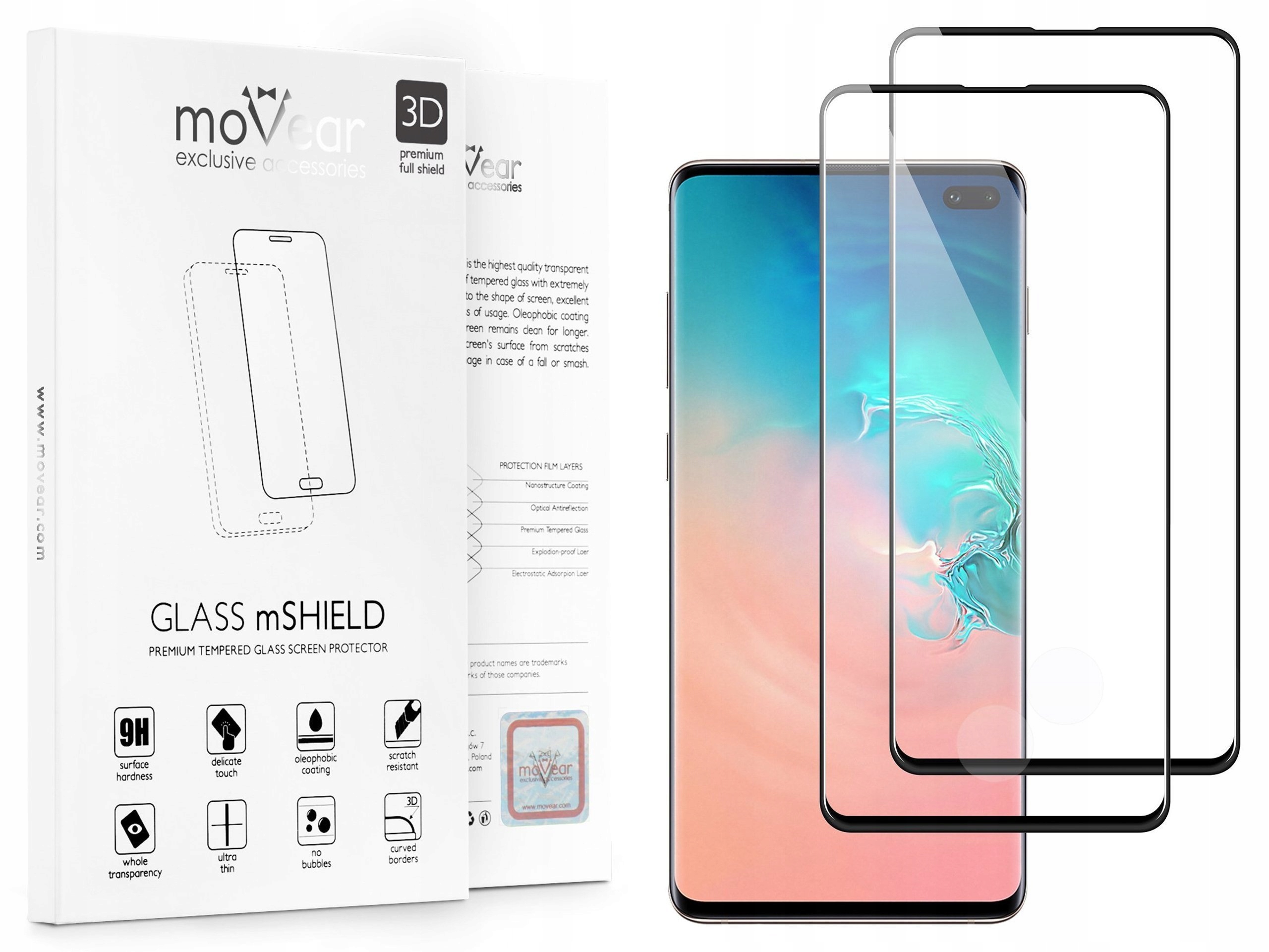 

2x Szkło na Cały ekran Galaxy S10+ (plus) Movear