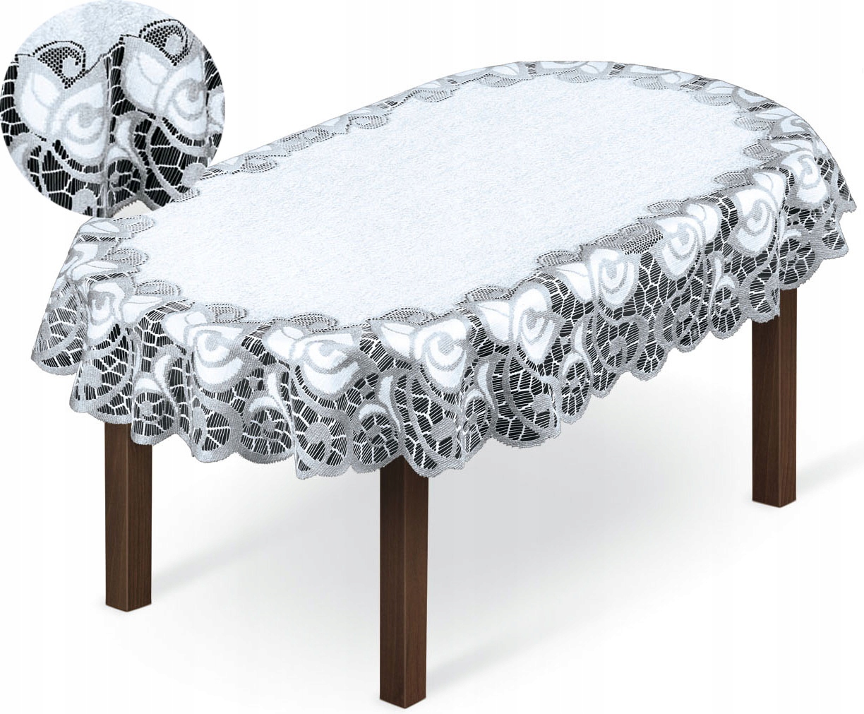 OWALNY OBRUS ŻAKARDOWY 254241/100x150y