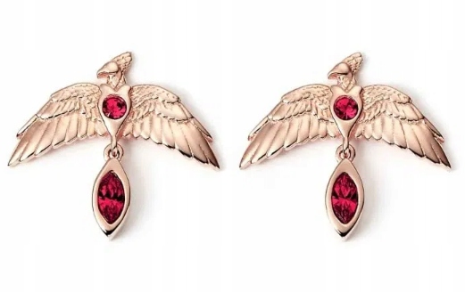 Harry Potter Pozlacené Náušnice Fénix Rose Gold HPSE0113