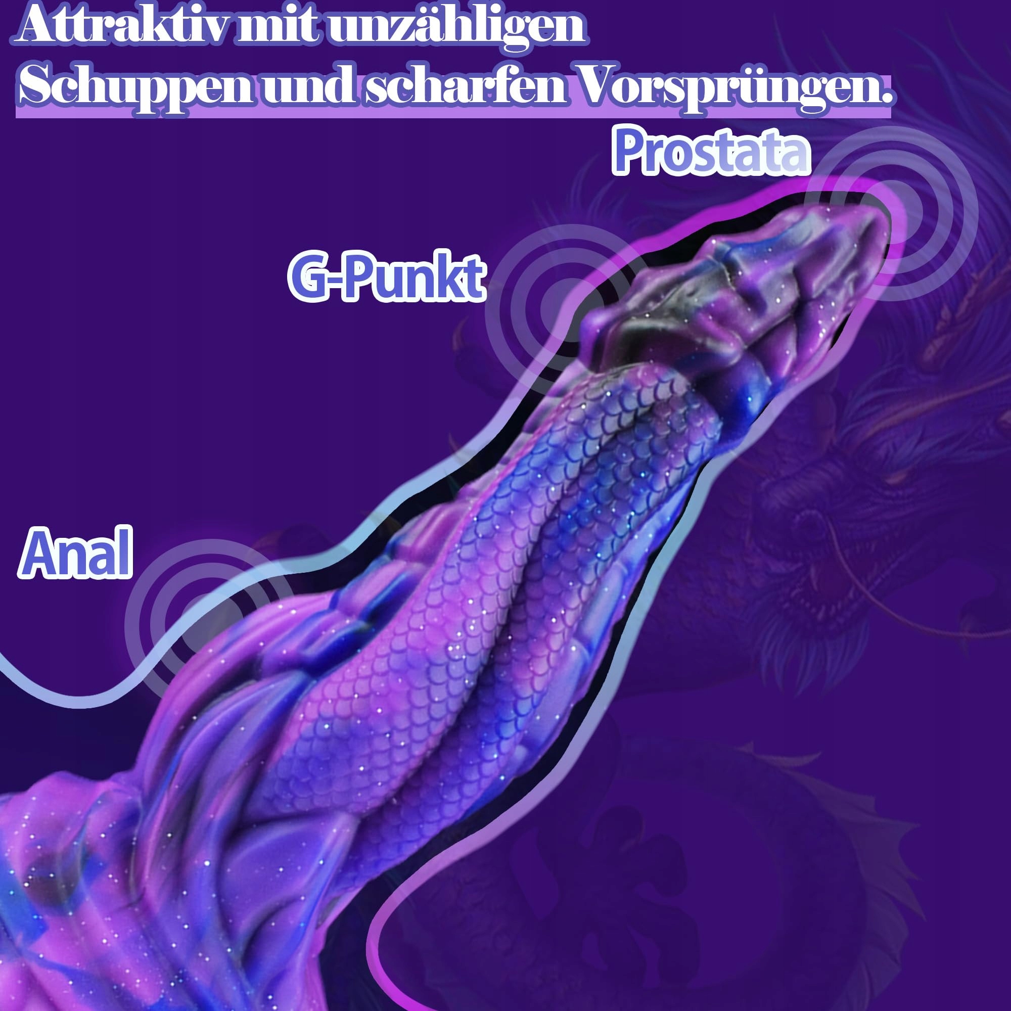 DRAGON Dildo Fantasy 22cm Potężny Przyssawka Dla Mężczyzn i Kobiet — miniatura 4