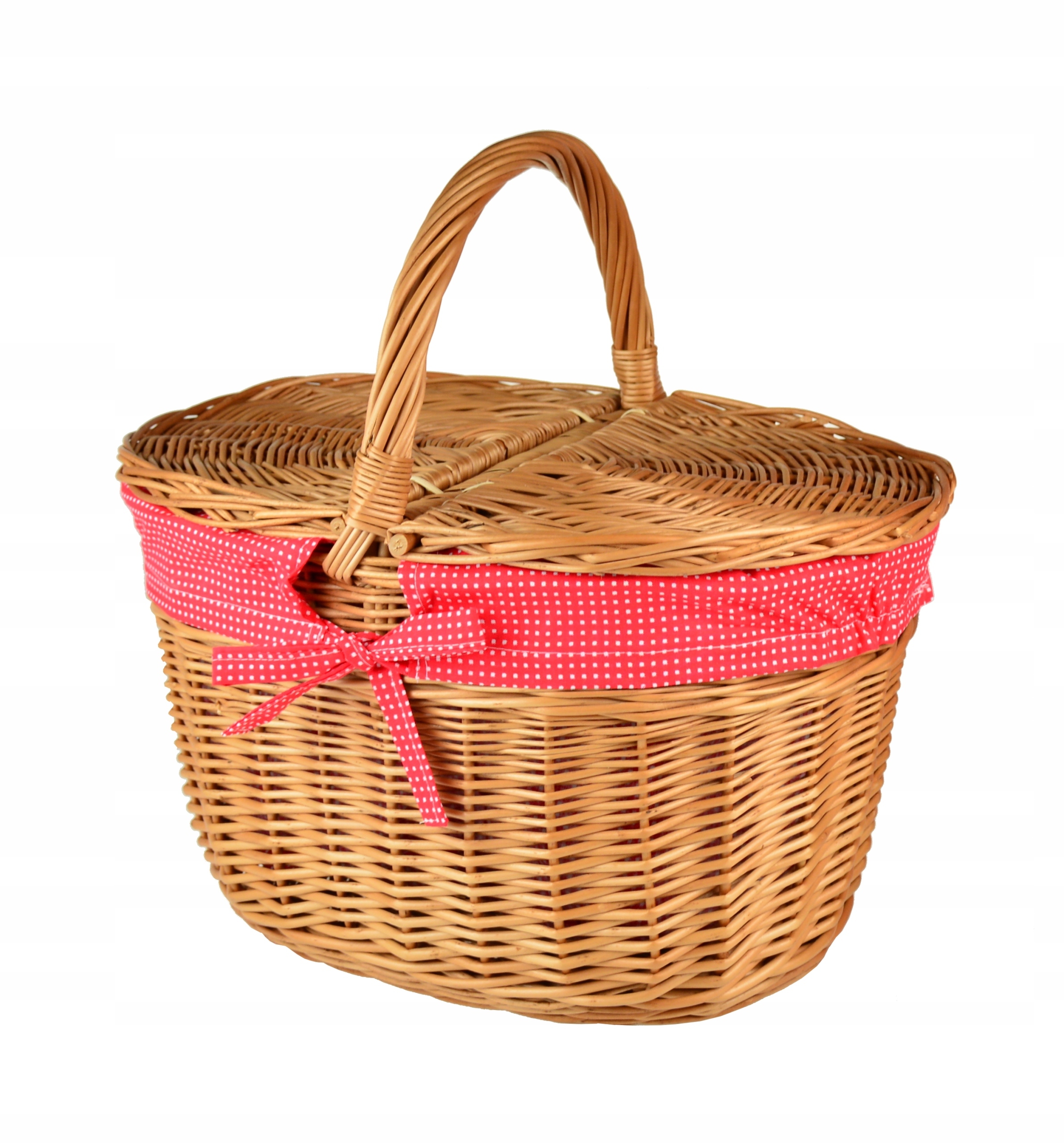 Wiklinowy KOSZYK NA PIKNIK PIKNIKOWY+WKŁAD owalny Wysokość produktu 39 cm