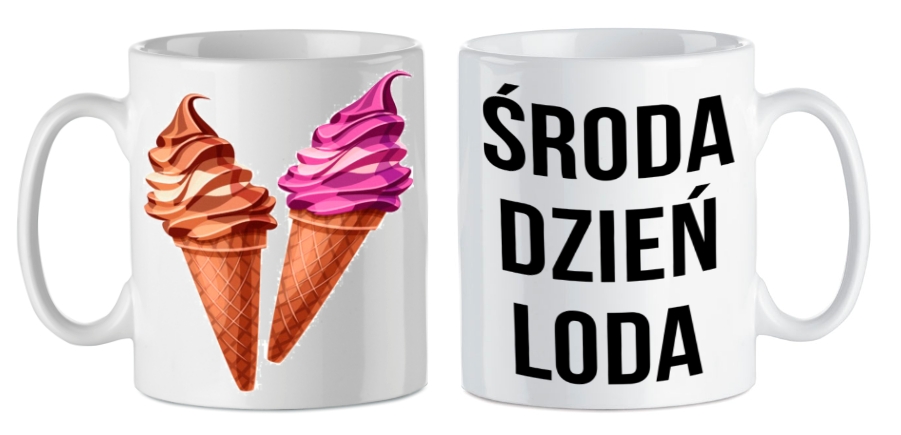 

Kubek ceramiczny 300ml Śmieszna Środa Dzień Loda