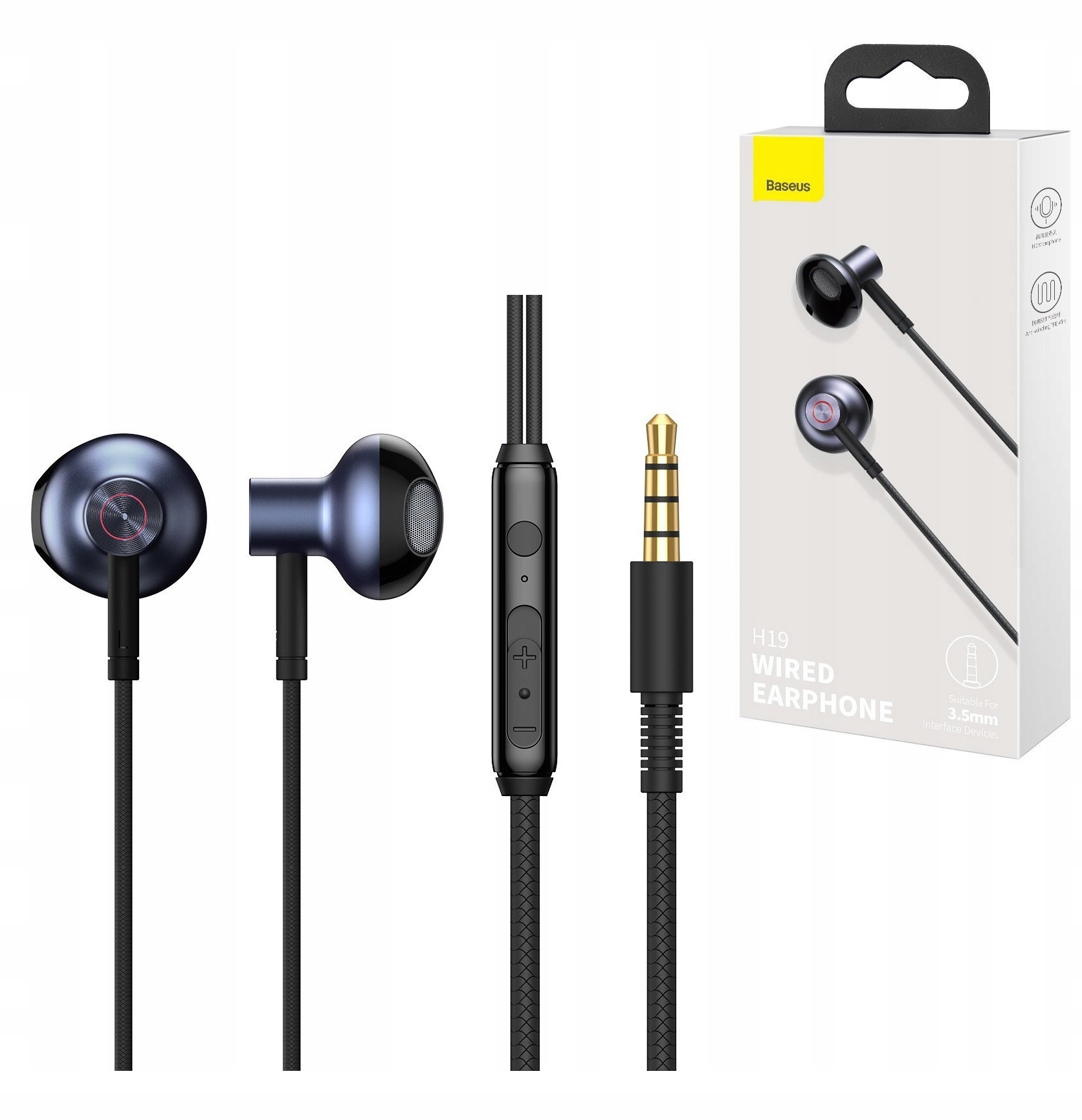 

Baseus Słuchawki Douszne Przewodowe Mikrofon Pilot