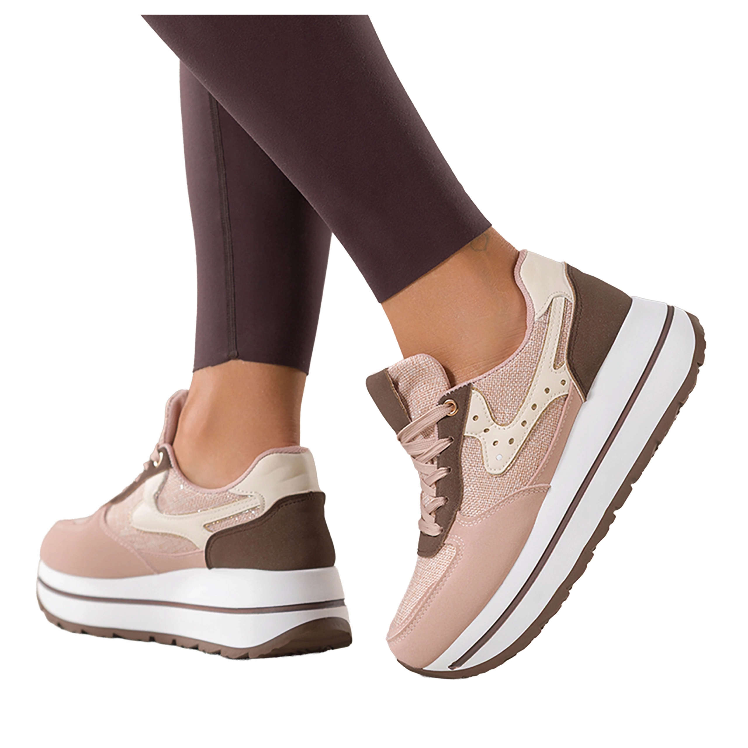 Růžové Tenisky Dámské Šněrovací Drážkovaná platforma Módní Sportovní velikost 41