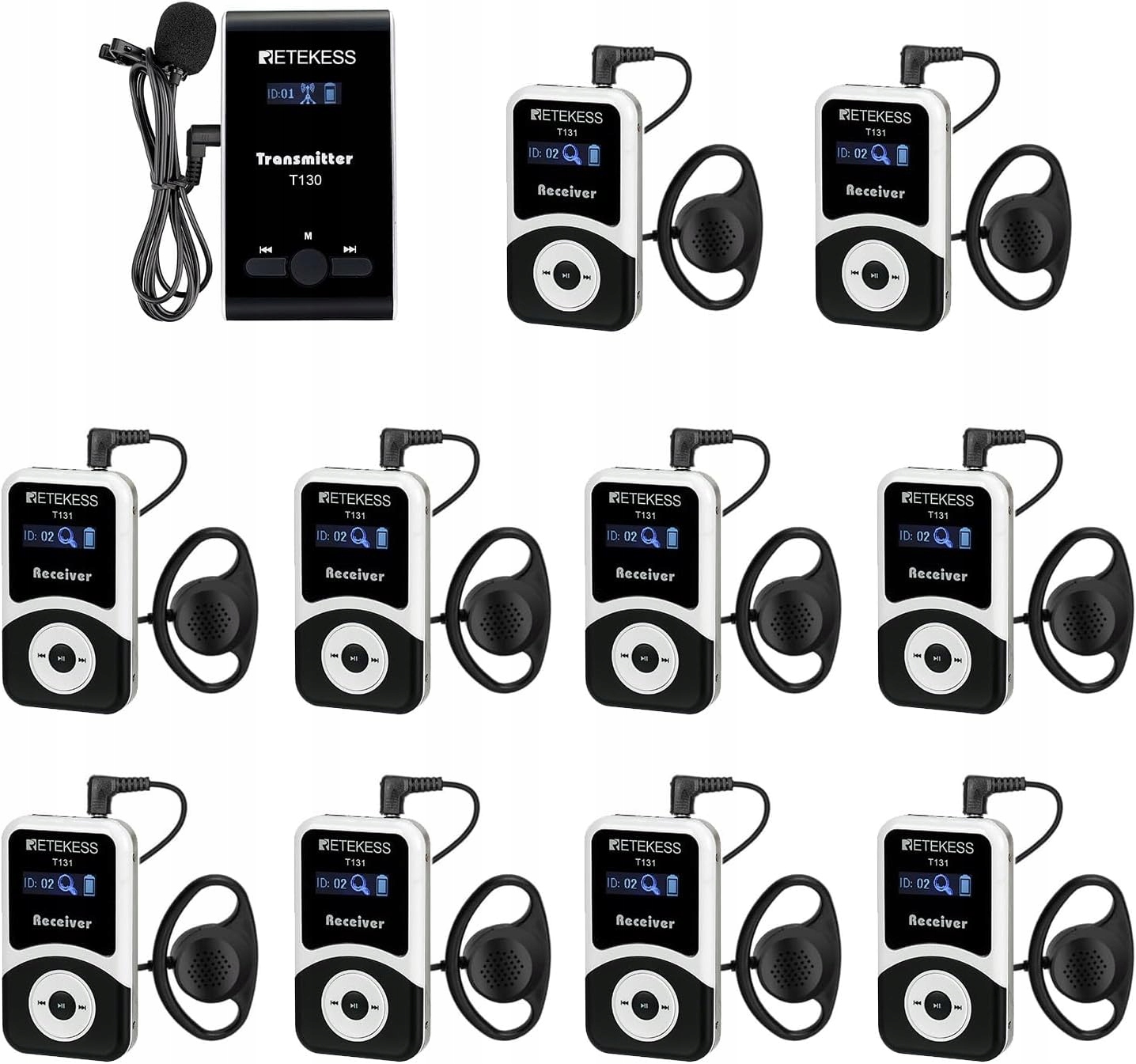 Retekess T130 bezprzewodowy system Tour Guide zestaw słuchawkowy G2906