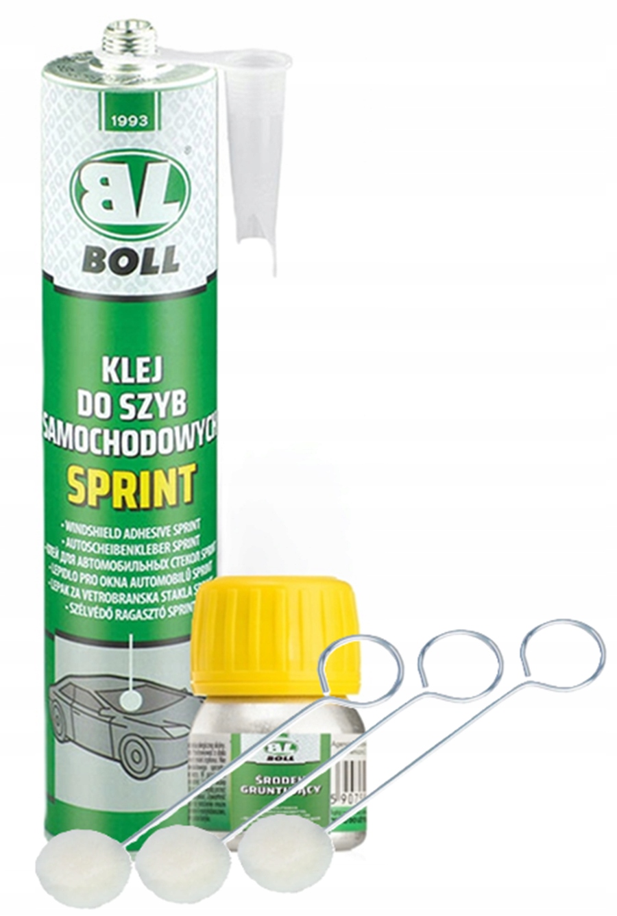 Klej do montażu szyb 310 ML Sprint Środek gruntujący 15ml +aplikator Boll