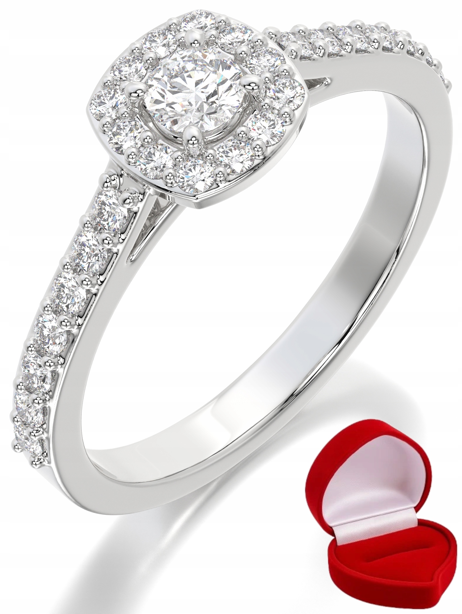 Zlatý Prstýnek 585 14k Diamant Lab 0,14 ct Bílé Zlato R16