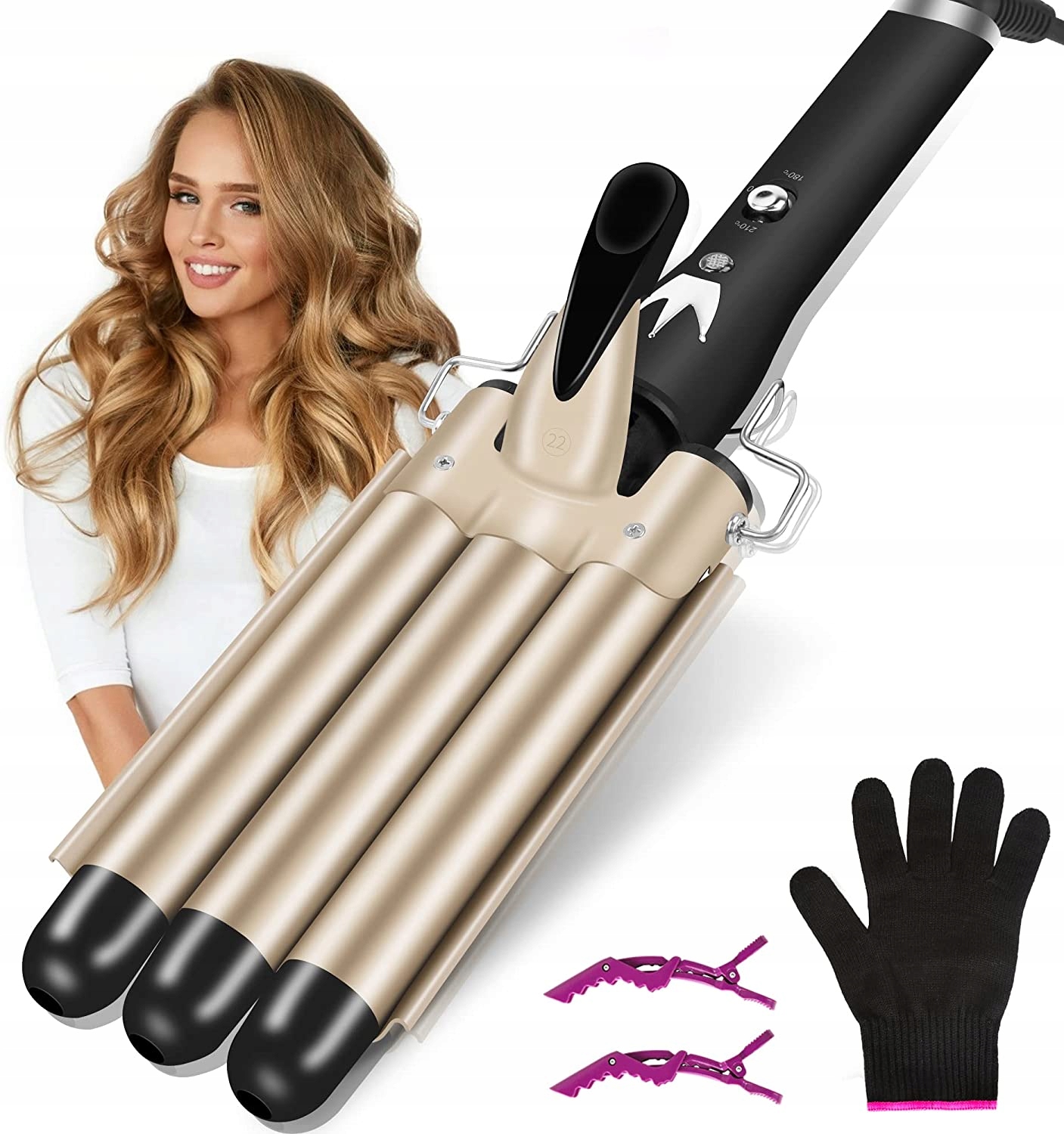 Lokówka do wosów z 3 końcówkami, due waki, 22 m