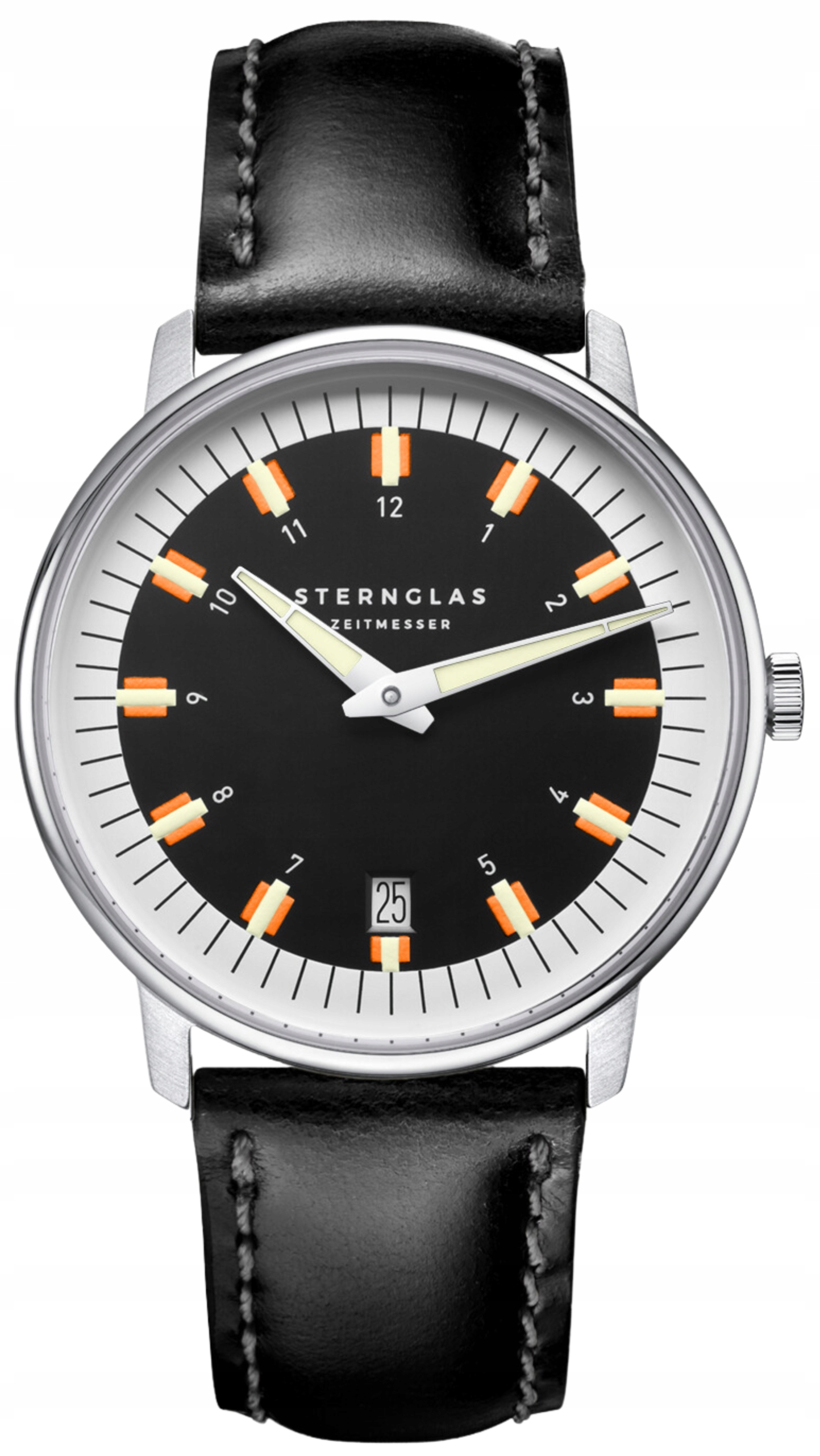 Nowy Zegarek męski Sternglas S01-EG03-BR02 czarny data grawer