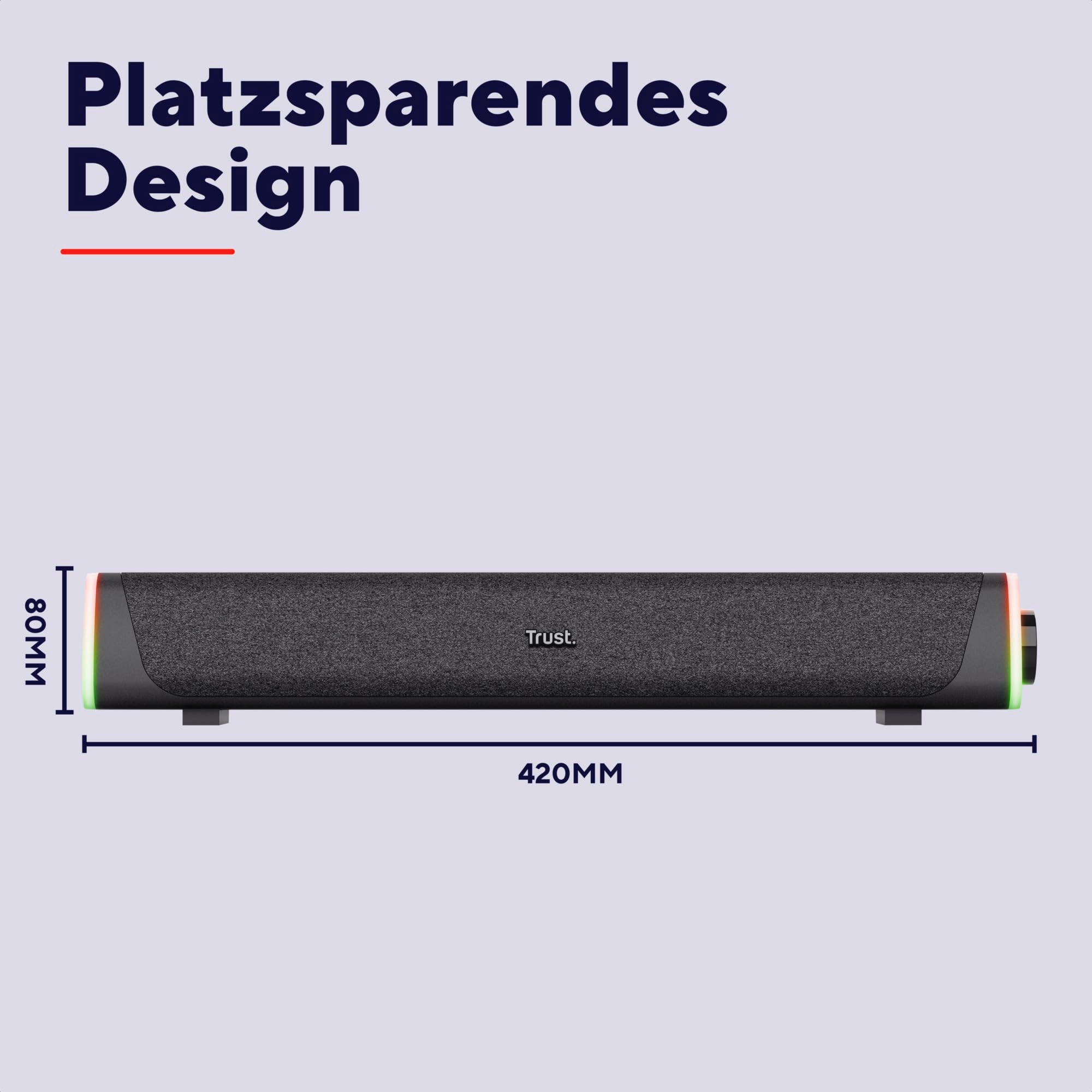 TRUST Liro Soundbar Głośniki PC 12W RGB LED USB AUX Do Komputera Laptopa TV — miniatura 4