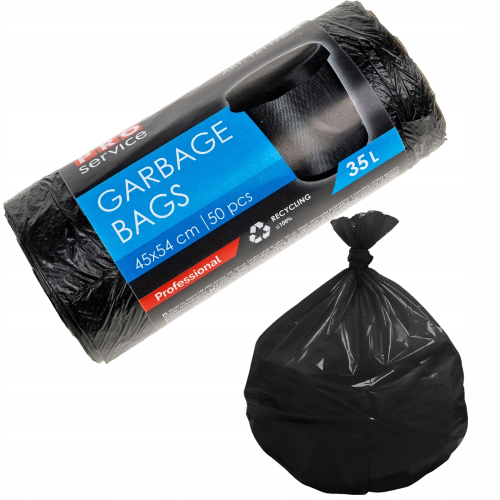 Levně Karton 50 ks Pro Service Pytle na odpadky Silné Černé Ldpe 35L 50 Kusů
