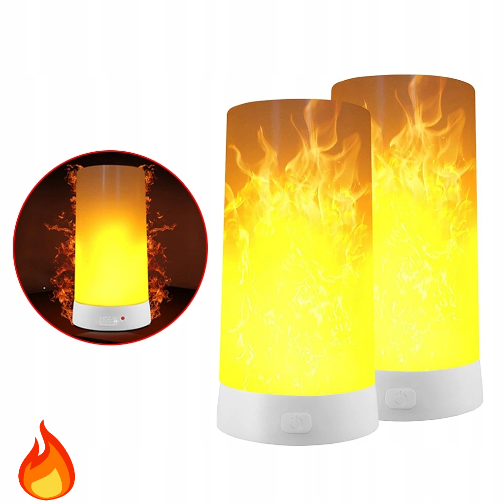 Magnetická Led Lampa Efekt Plamene 2KS Usb Dálkový Ovladač Noční Osvětlení