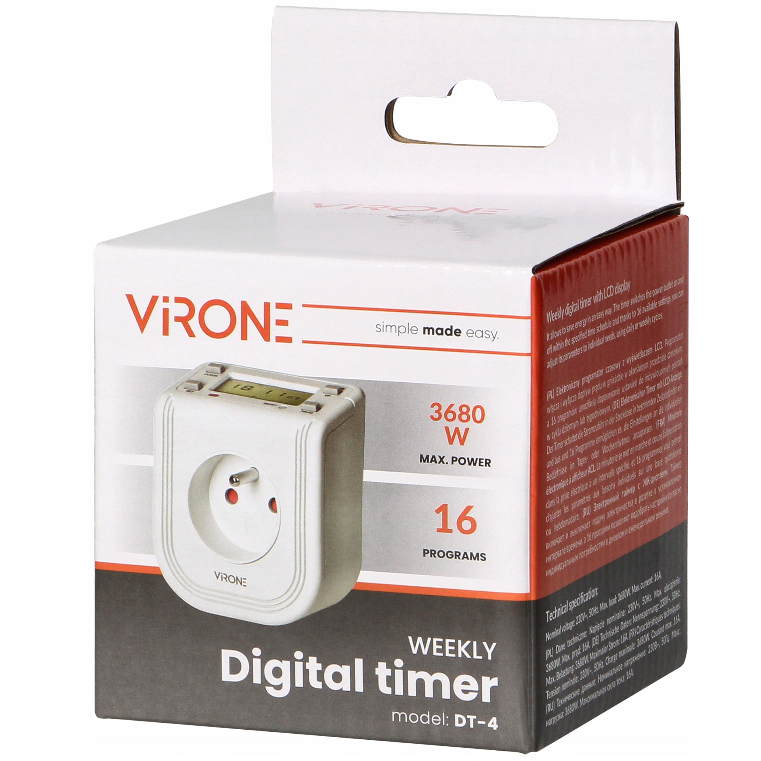 PROGRAMATOR WYŁĄCZNIK CZASOWY ELEKTRONICZNY TIMER Kod producenta DT-4