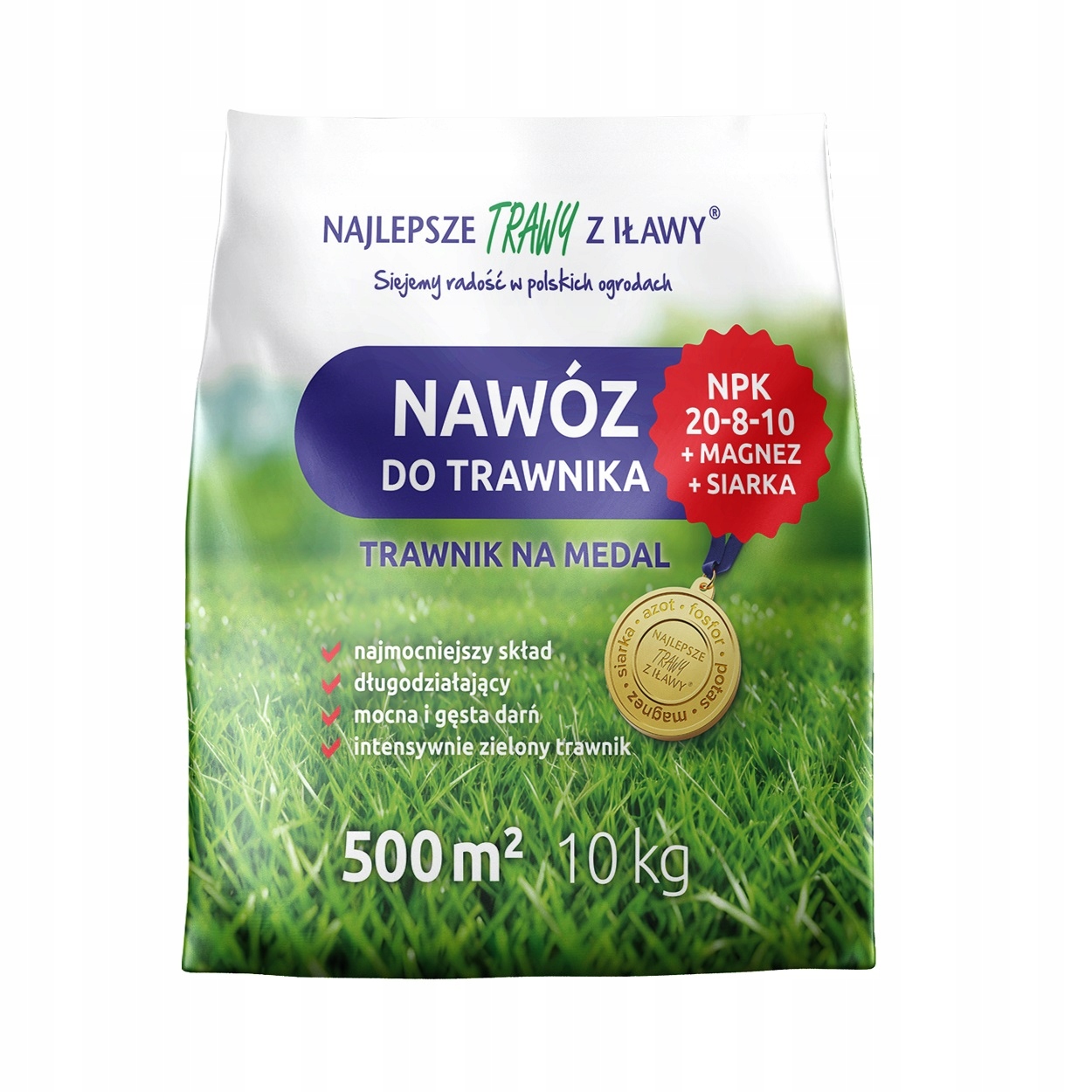 Najlepsze trawy z Iławy Nawóz do trawników 10kg mocny ogrom azotu 20% 10kg