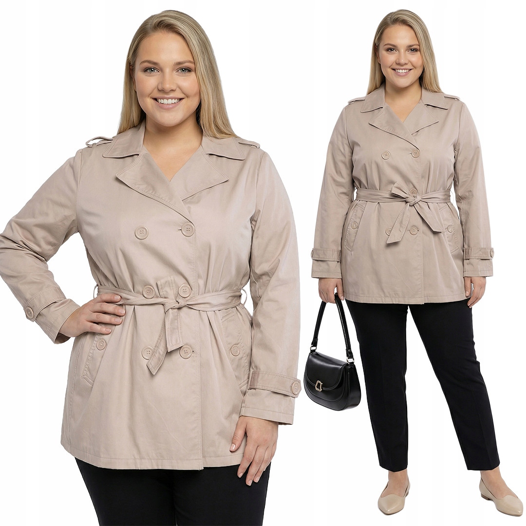 Béžový kabát plus size velikost 52