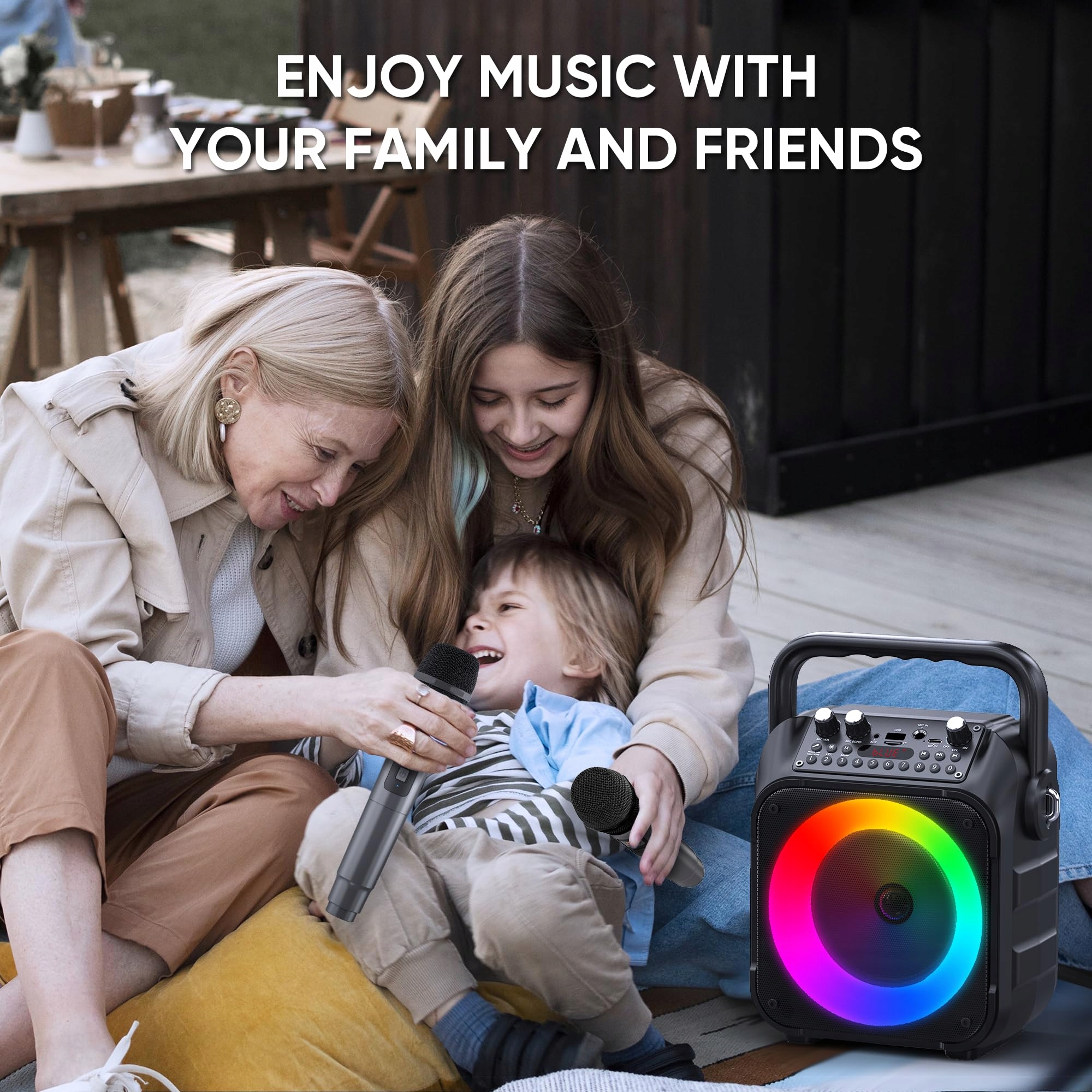 WOWSTAR Karaoke Zestaw Bluetooth z Mikrofonami i Światłami — miniatura 8