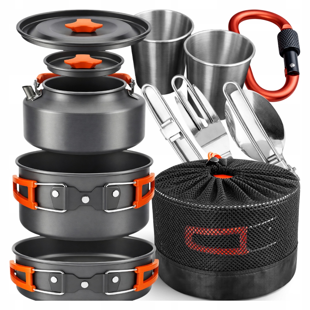 Velká Sada Pro Přežití Turistické Hrnce Pánev Kempingové Nádobí XXL