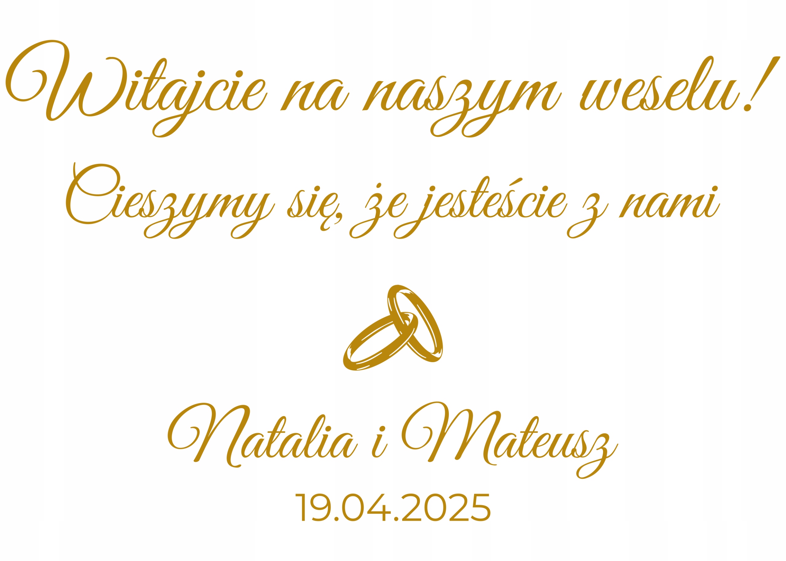 naklejki Witajcie na weselu! Imiona Data 70x44cm