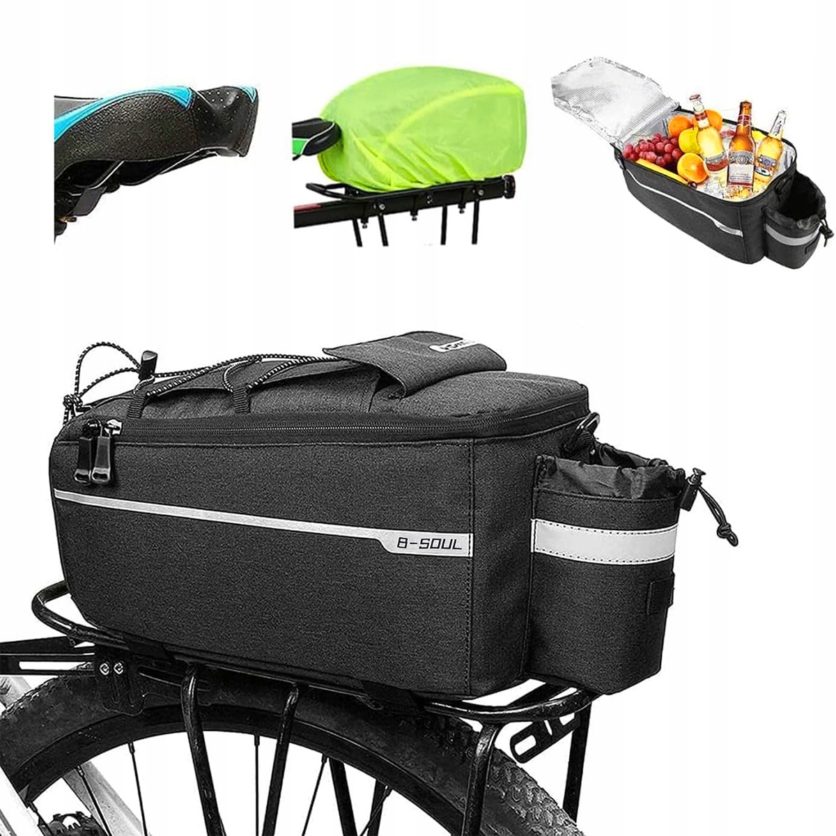 Torba Termiczna Sakwa Rowerowa Na Bagażnik Torba Na Rower 10L Pasek
