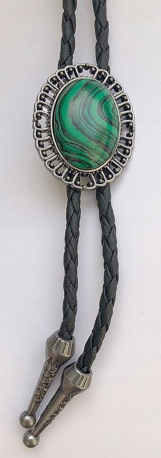 Bolo kravata westernová s přírodním kamenem, pletenina, přírodní kůže