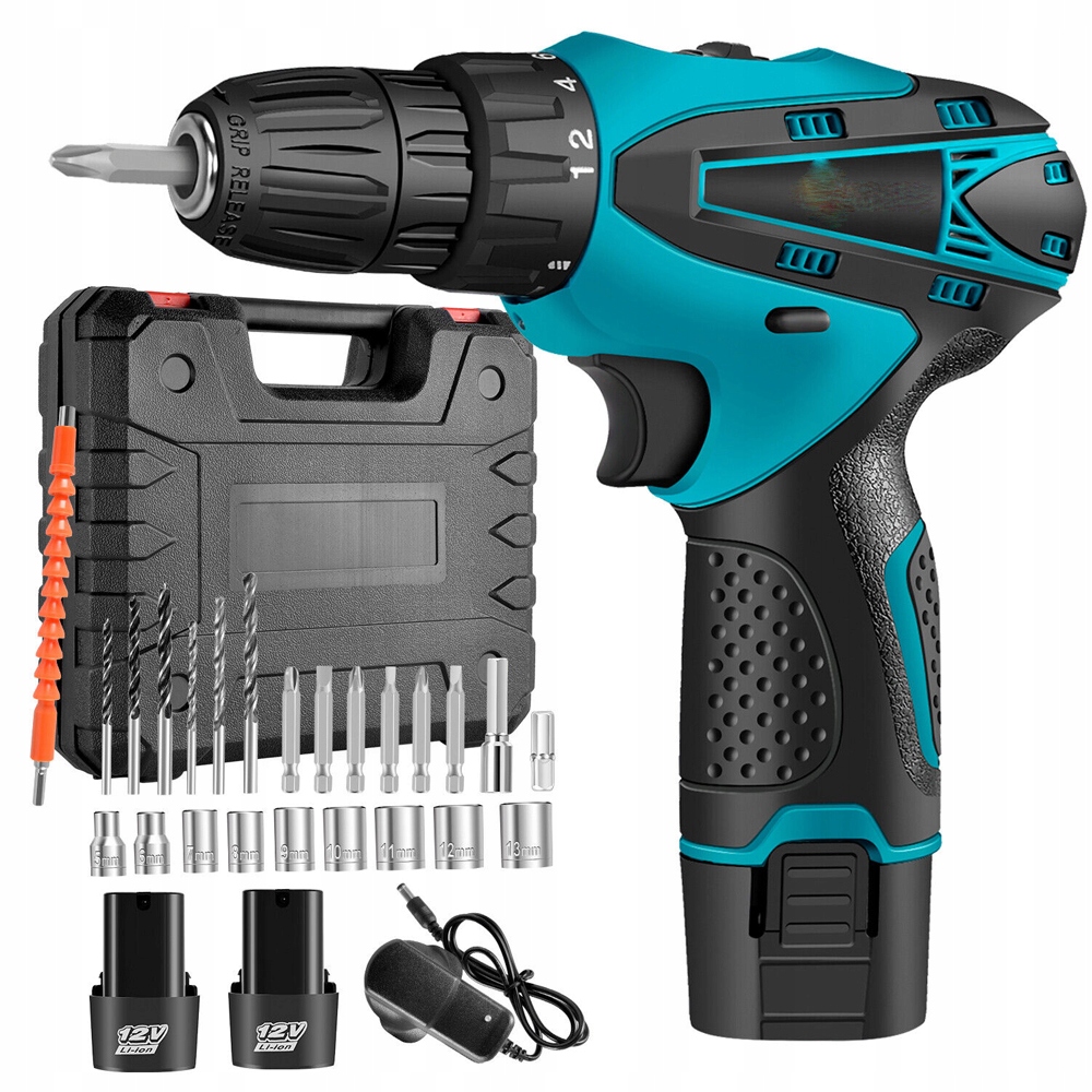 Aku Vrtačka Akumulátorový 12V Led Vrtačka Sada Kufrů